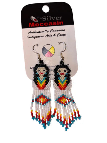 Girl in White Dress Beaded Earrings