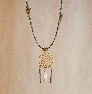 Gold Dreamcatcher Pendant image 0