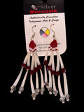 Red Dentallium Shell Beaded Earrings