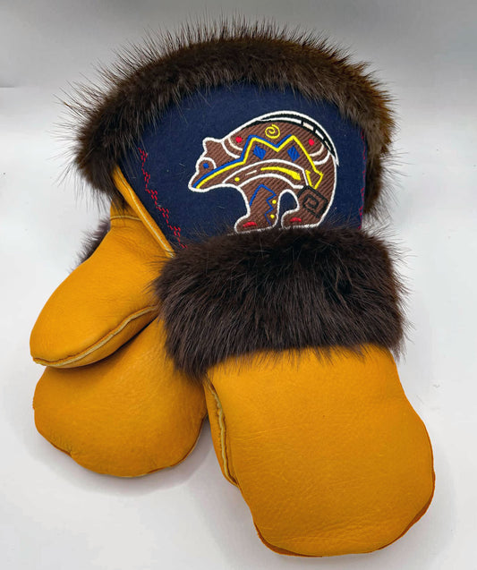 Embroidered Bear Gauntlet Mittens image 0