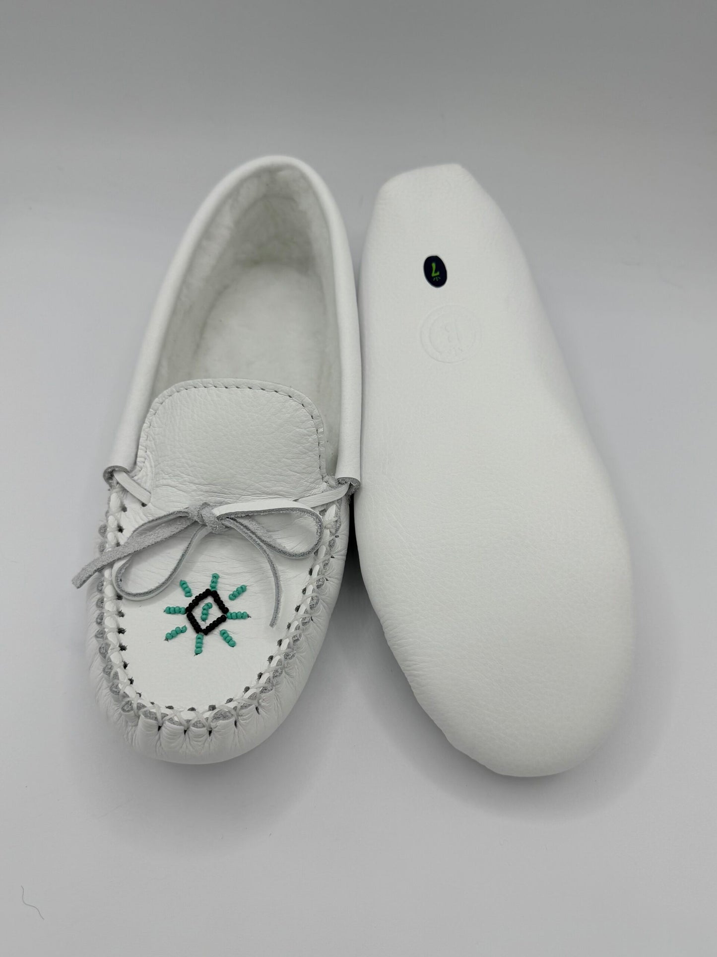 Ladies White Beaded Moccasins image 3