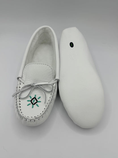 Ladies White Beaded Moccasins image 3