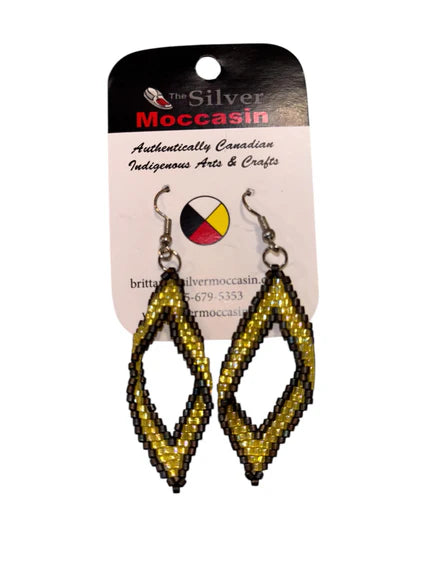 Yellow Diamond Beaded Earrings