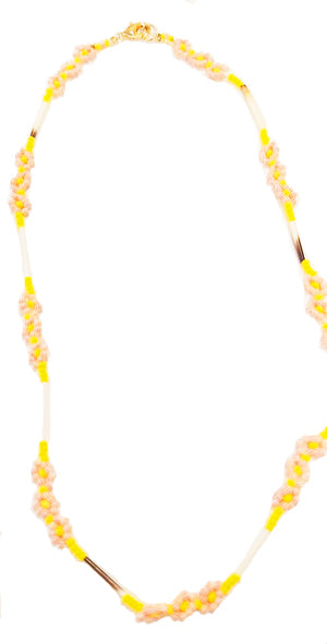 Multi-Coloured Quill Necklace - Pink &amp; Yellow image