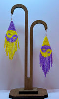 Lilac Ying Yang Fringe Beaded Earrings