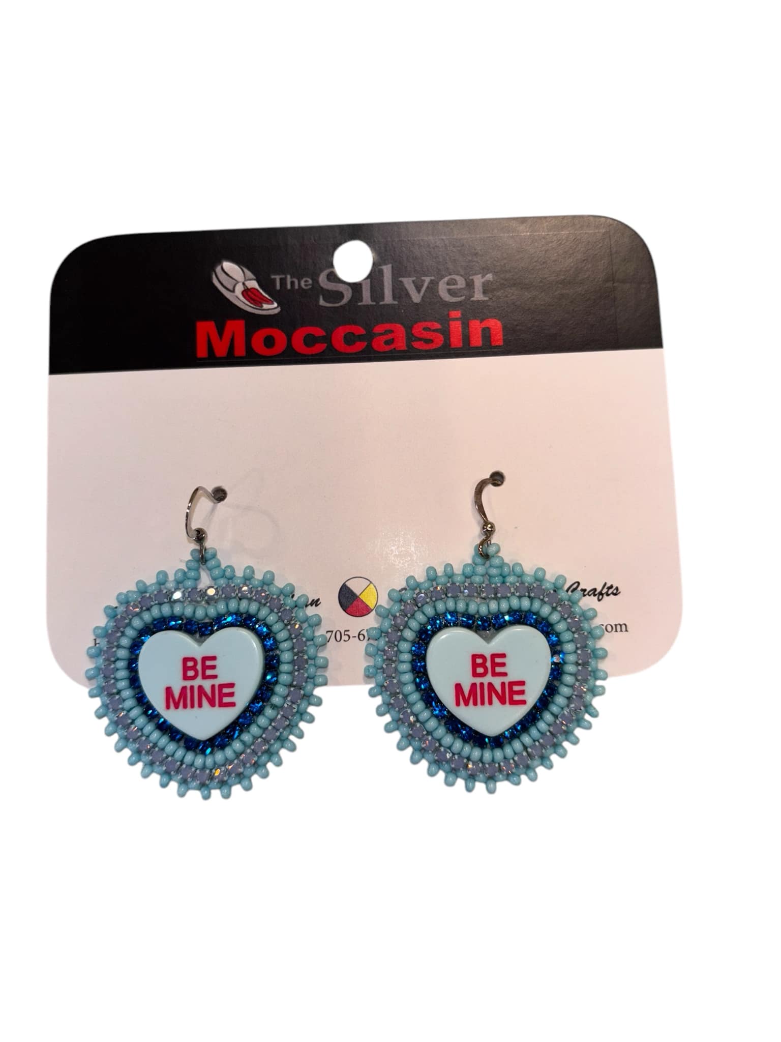Blue Candy Heart Beaded Earrings