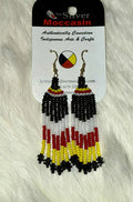 Fire Colour Stripes Beaded Earrings