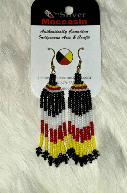 Fire Colour Stripes Beaded Earrings