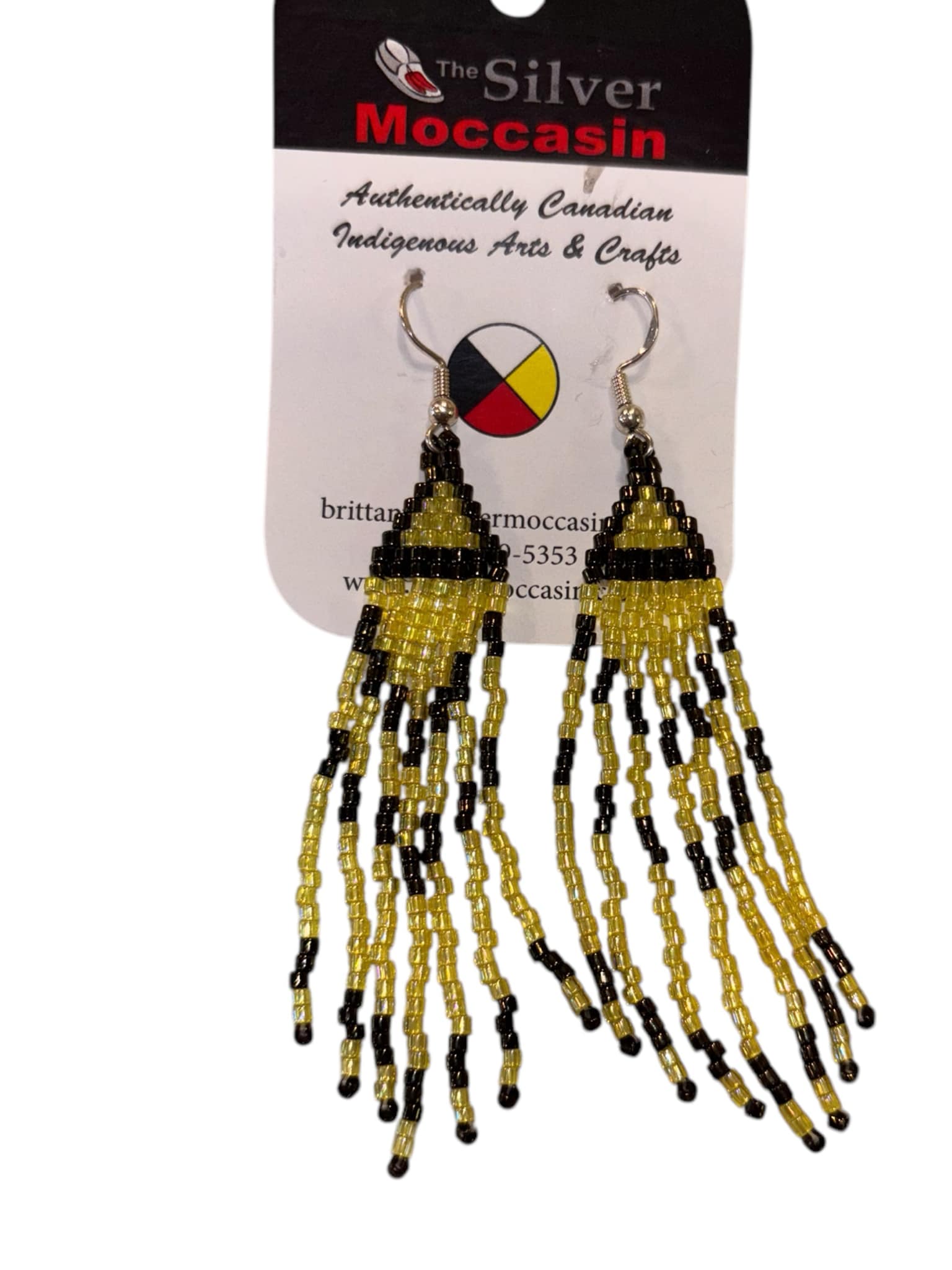 Yellow and Black Beaded Earrings