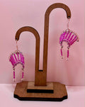 Pink War Bonnet Beaded Earrings