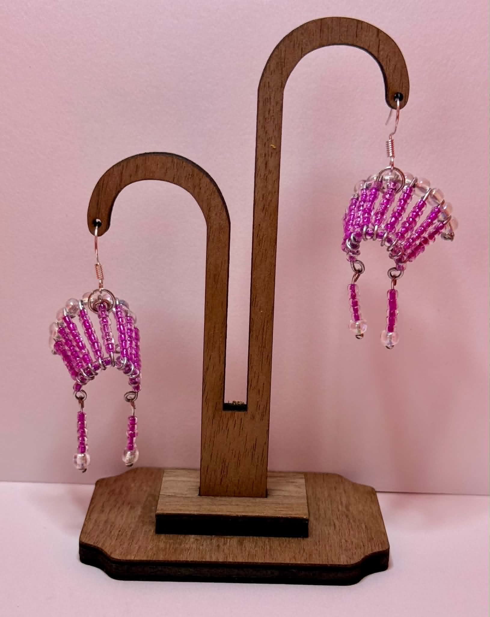 Pink War Bonnet Beaded Earrings