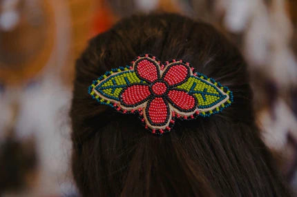 Red and Black Floral Barrette