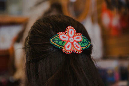 Red and White Floral Barrette