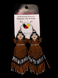 Girl in Brown Dress Beaded Earrings