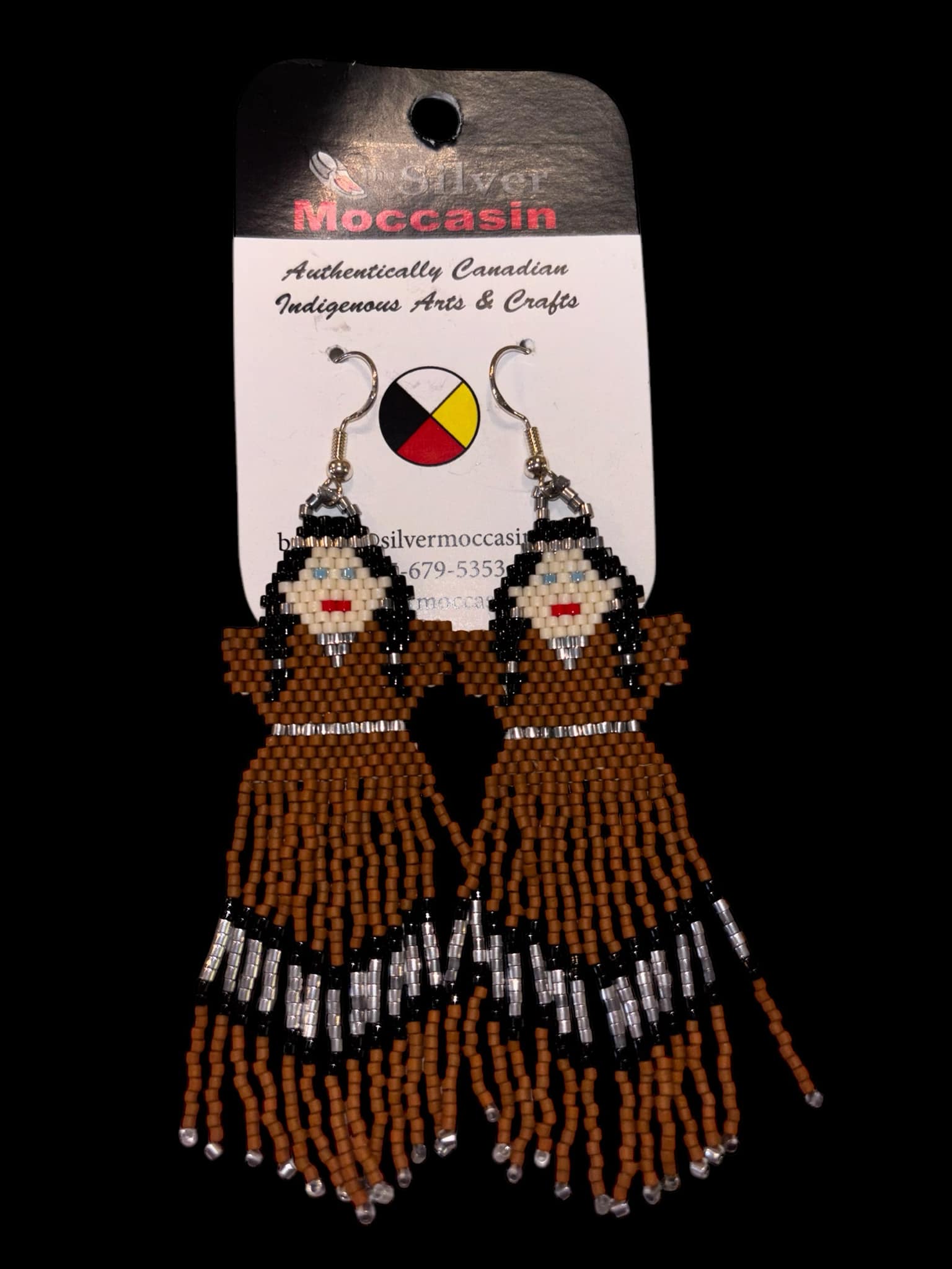 Girl in Brown Dress Beaded Earrings