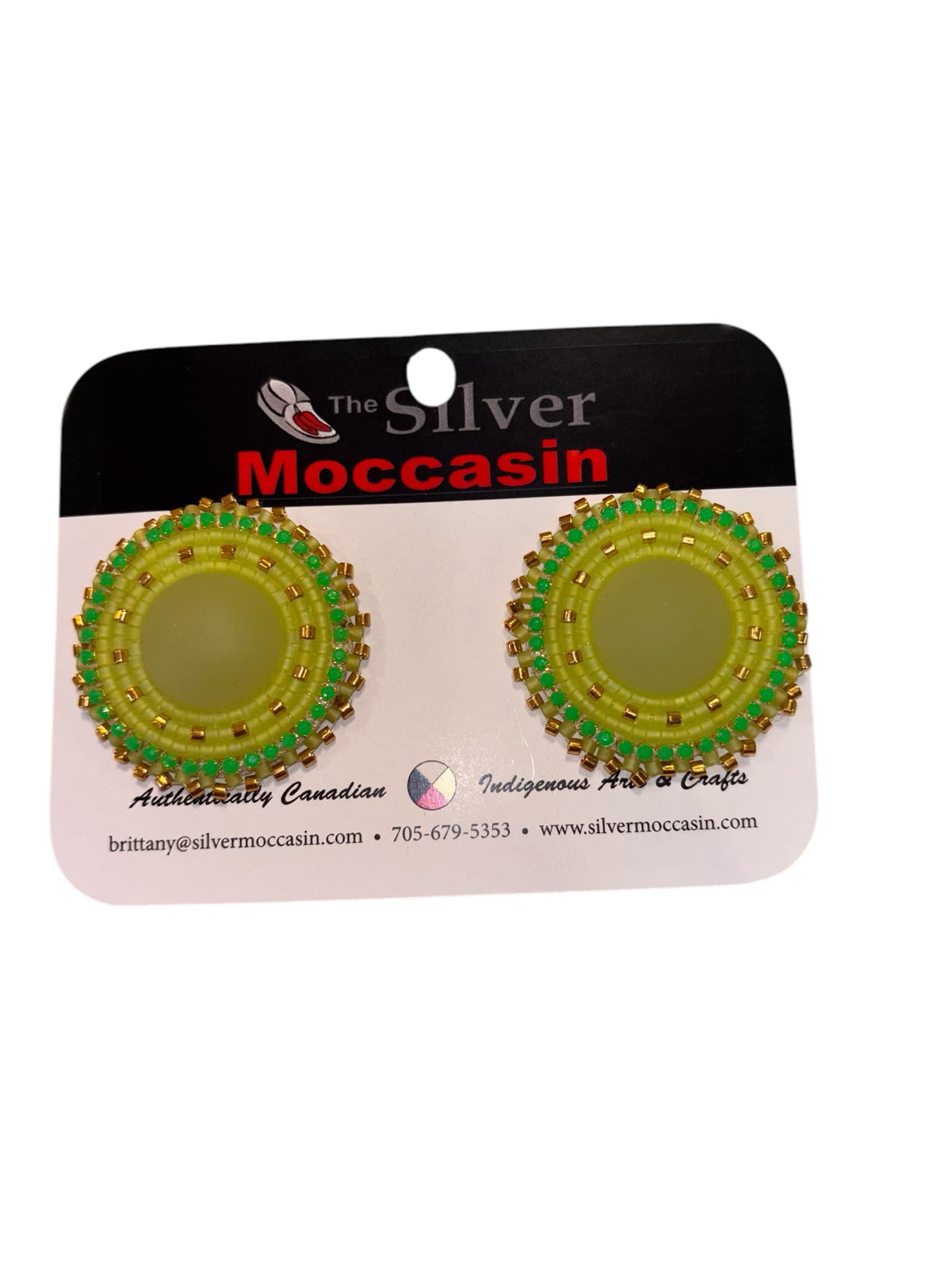 Bright Green Beaded Earrings