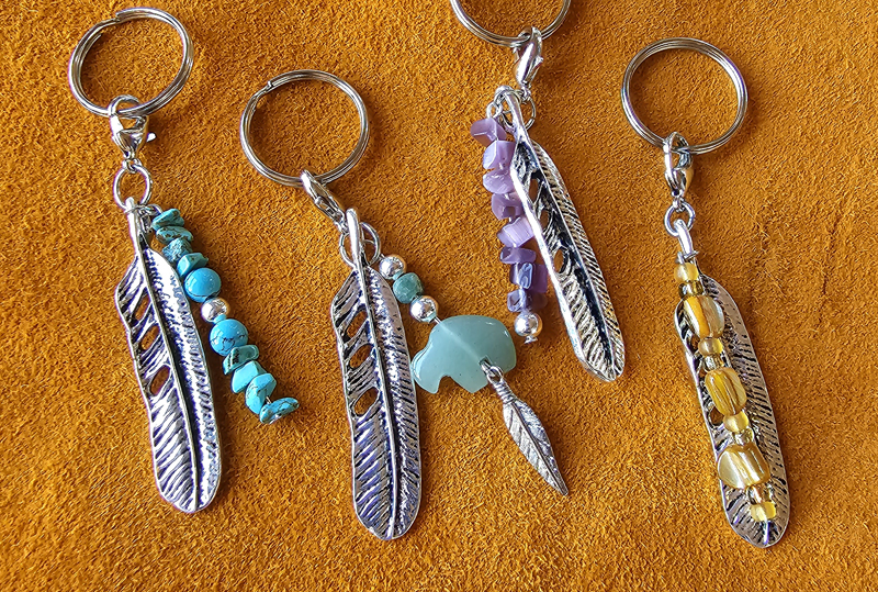 Metal Feather Keychain The Silver